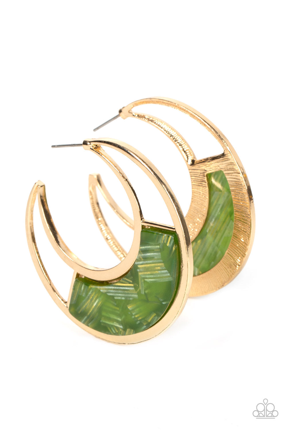 Contemporary Curves Green Earrings (Hoops)