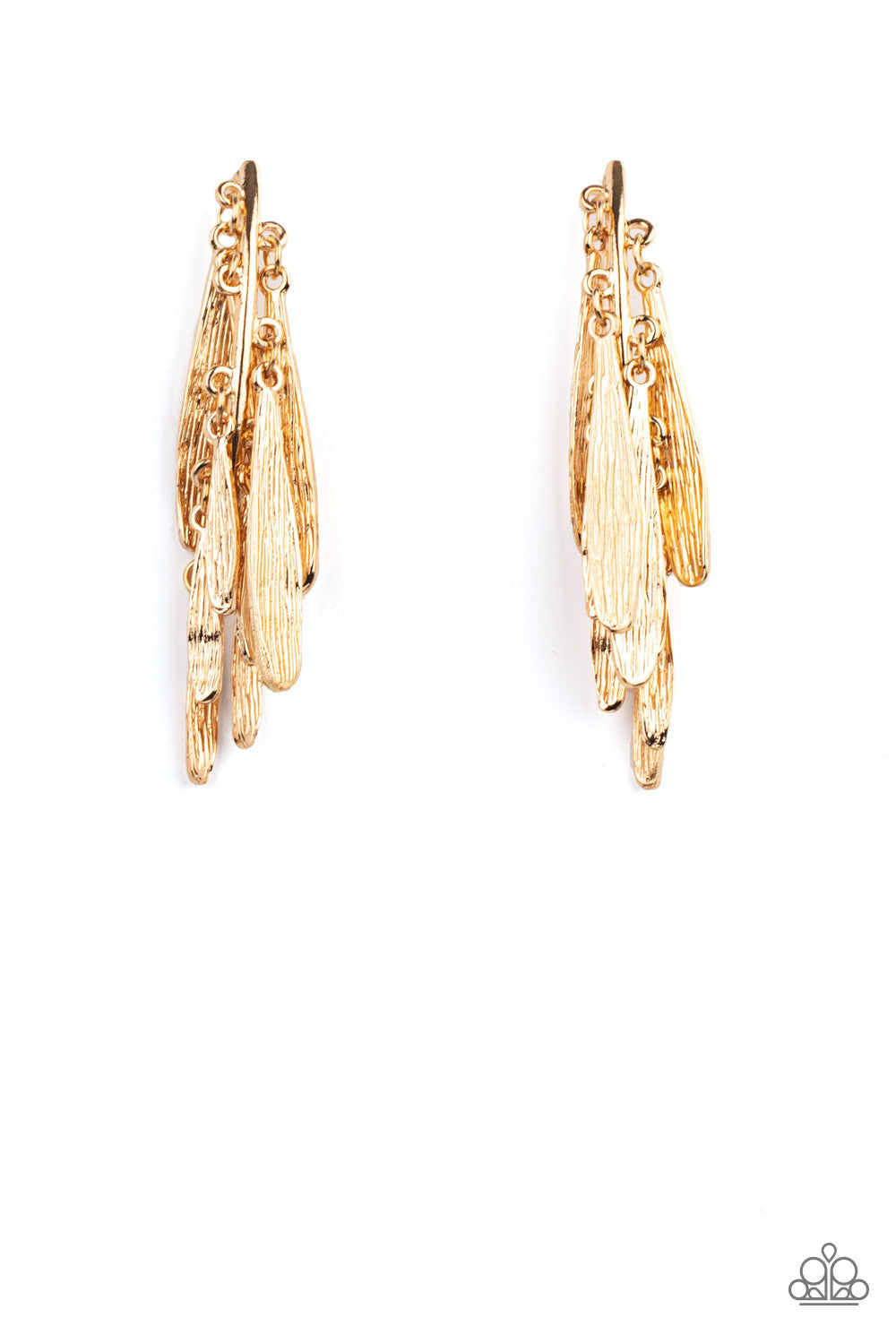 Pursuing The Plumes Gold Earrings (Post Back)