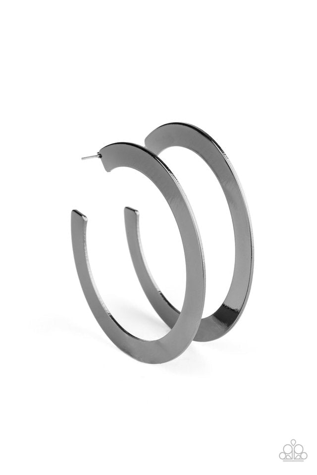 The Inside Track Black Earrings (Hoops)