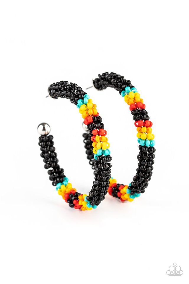 Bodaciously Beaded Black Earrings (Hoops)