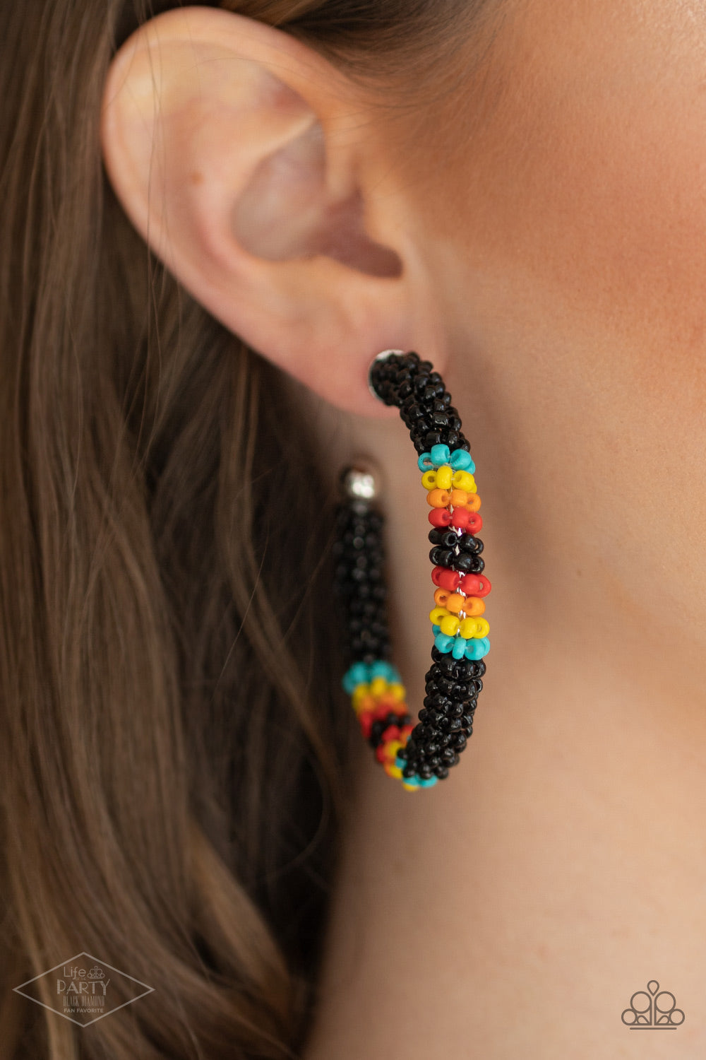 Bodaciously Beaded Black Earrings (Hoops)