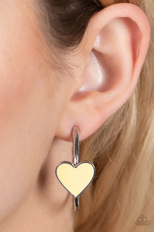 Kiss Up Yellow Earrings (Hoops)