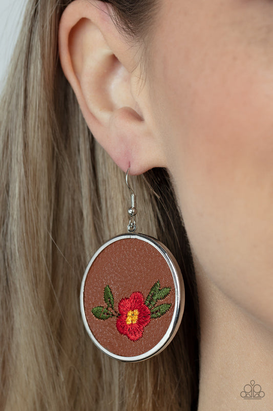 Prairie Patchwork Red Earrings