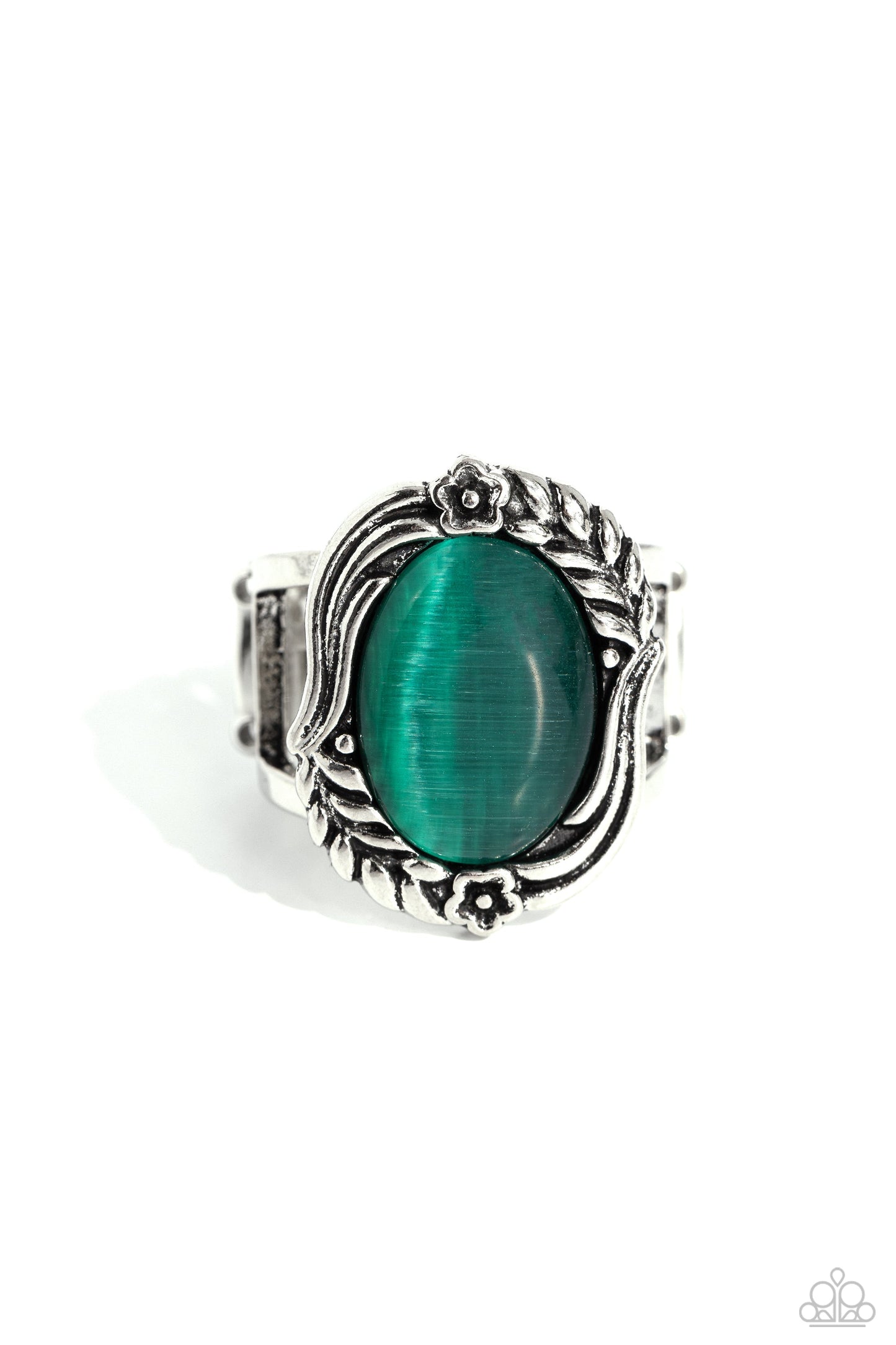 Plaited Pattern Green Ring