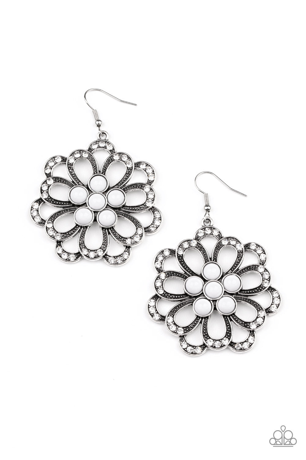 Dazzling Dewdrops White Earrings