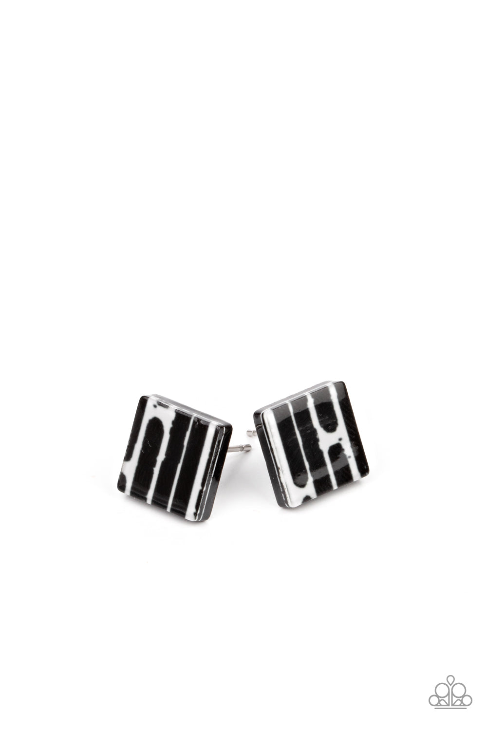 (Starlet Shimmer-Little Diva’s) Black & White Abstract 5-Piece Post Back Earrings