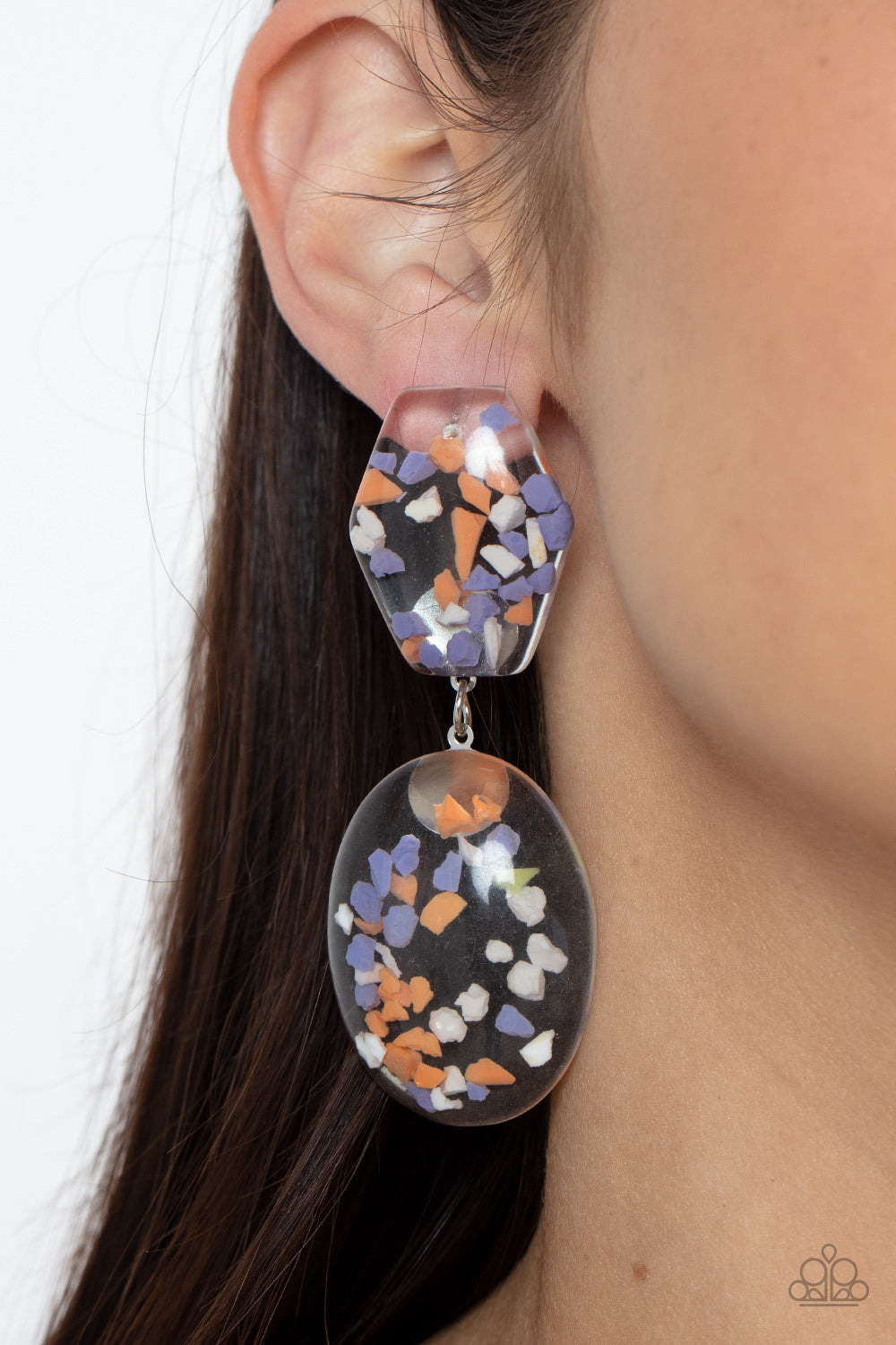 Flaky Fashion Orange Earrings (Post Back)