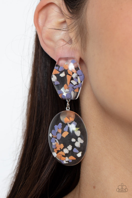 Flaky Fashion Orange Earrings (Post Back)