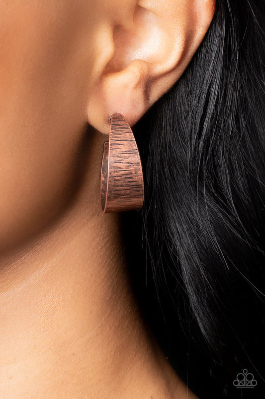 Lecture on Texture Copper Earrings (Hoops)