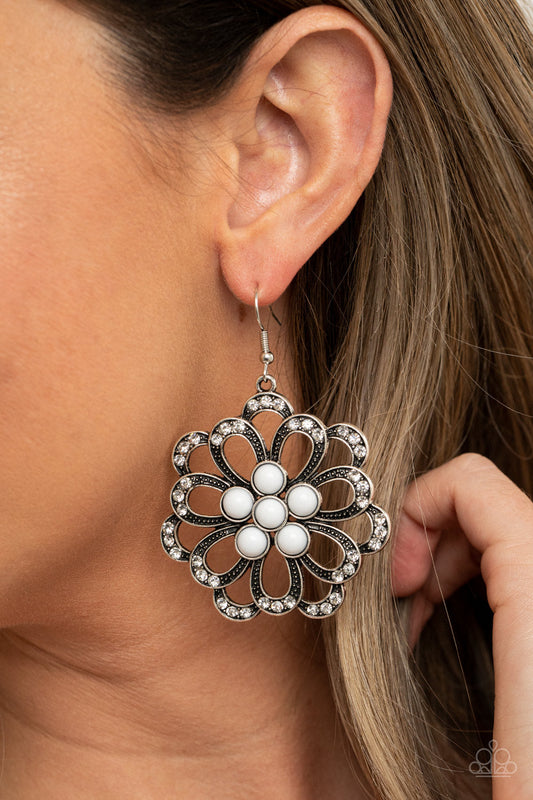 Dazzling Dewdrops White Earrings