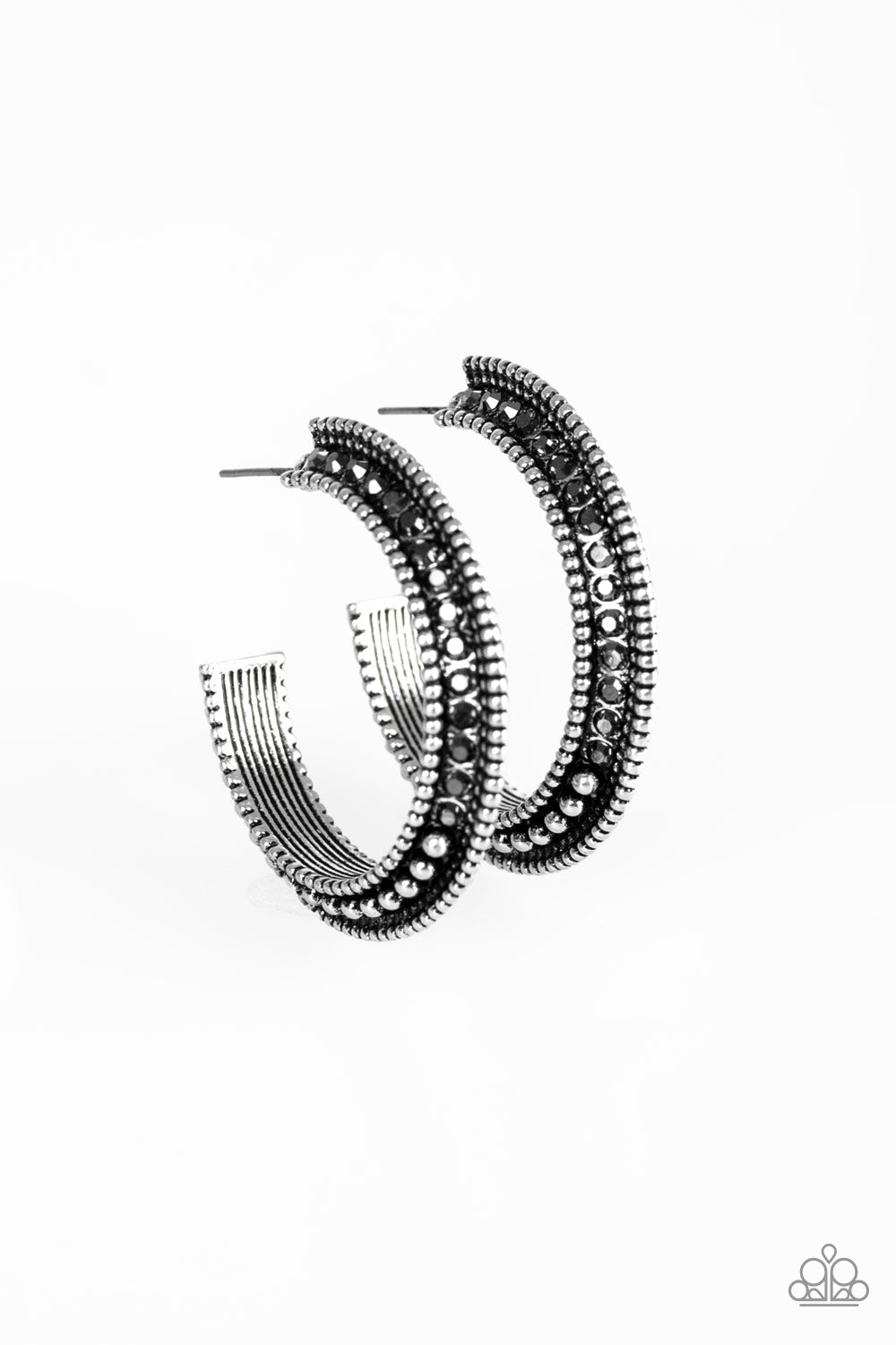 Retro Reverberation Black Earrings (Hoops)
