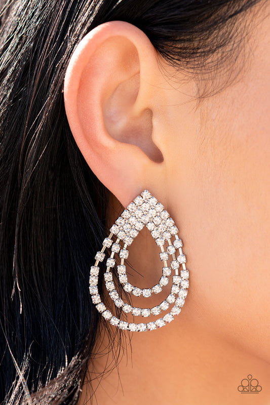 Take a POWER Stance White Earrings (Post Back)