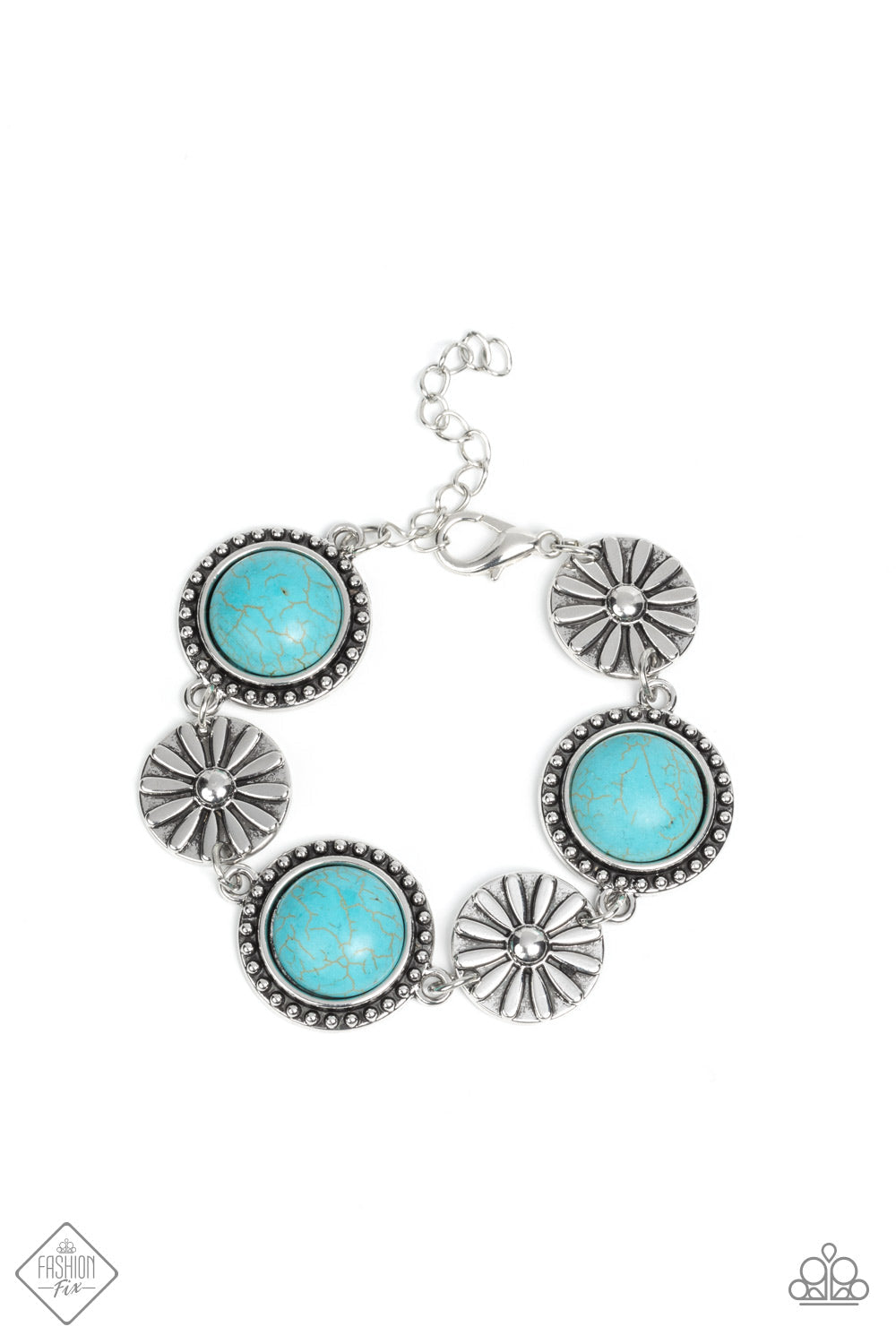 Fredonia Flower Patch Blue Bracelet (Clasp)