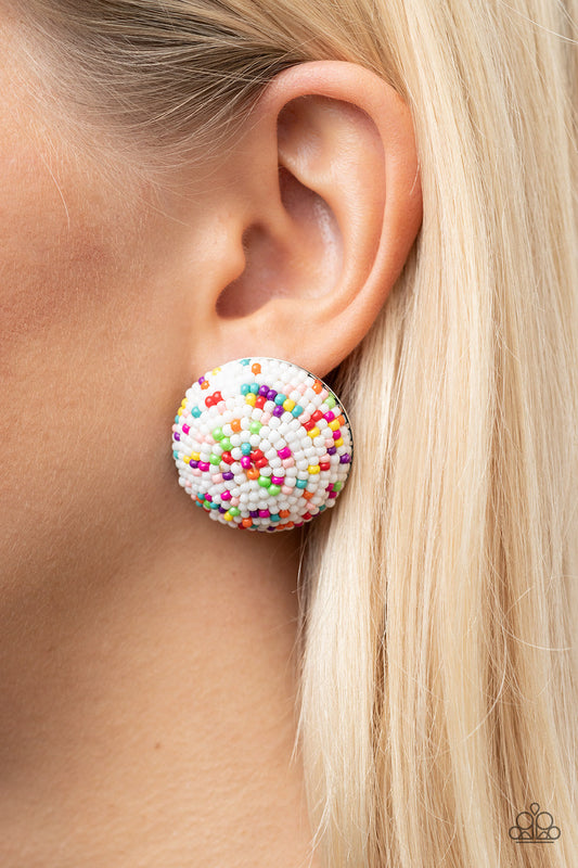 Kaleidoscope Sky White Earrings (Post Back)
