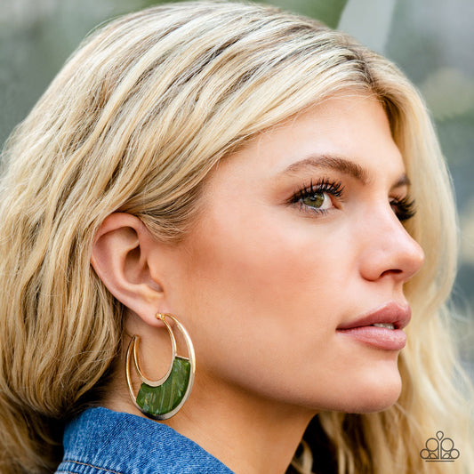 Contemporary Curves Green Earrings (Hoops)