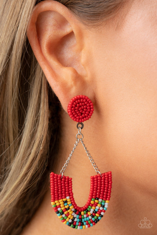Make it RAINBOW Red Earrings (Post Back)