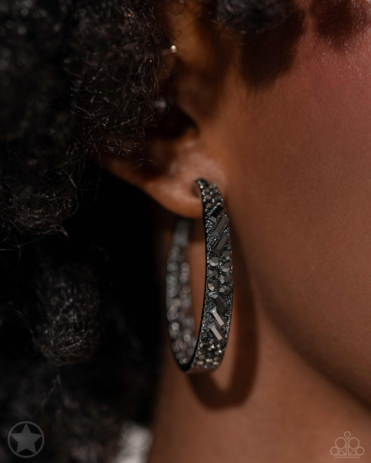 GLITZY By Association Black Earrings (Hoops)