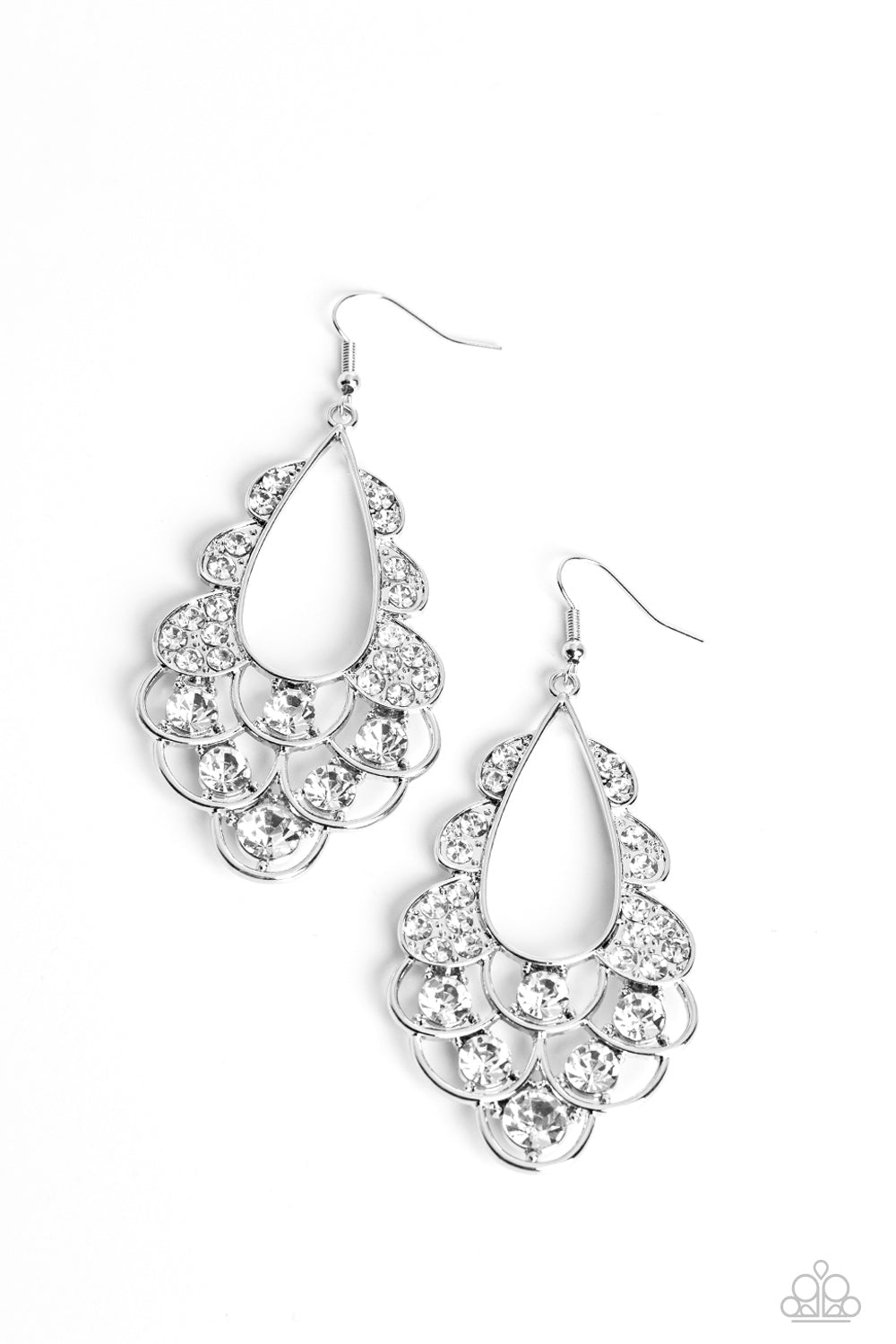Majestic Masquerade White Earrings