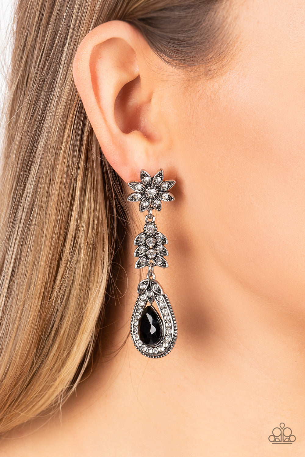 Floral Fantasy Black Earrings (Post Back)