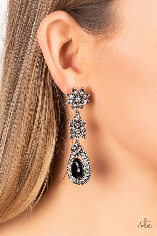 Floral Fantasy Black Earrings (Post Back)