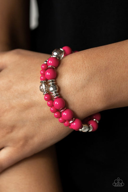 Colorful Collisions Pink Bracelet (Stretchy)