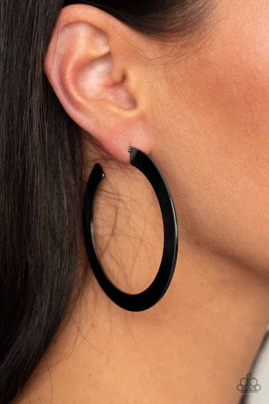 The Inside Track Black Earrings (Hoops)