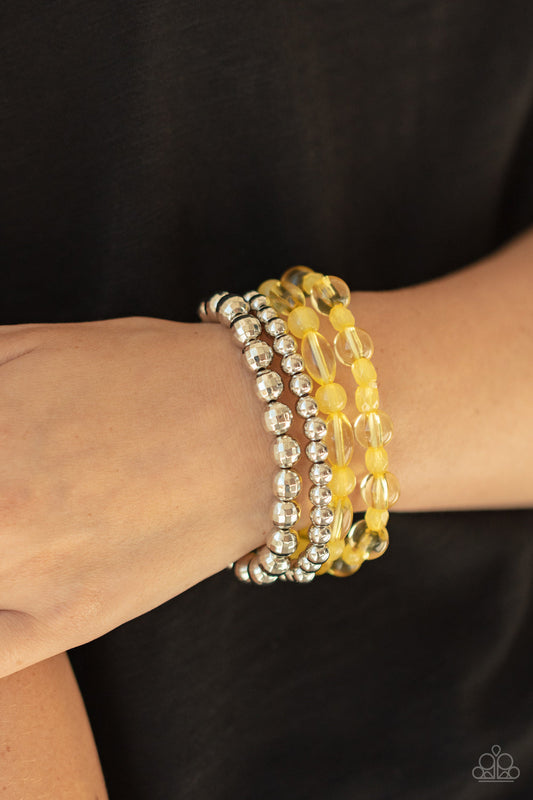 Delightfully Disco Yellow Bracelet (Stretchy)