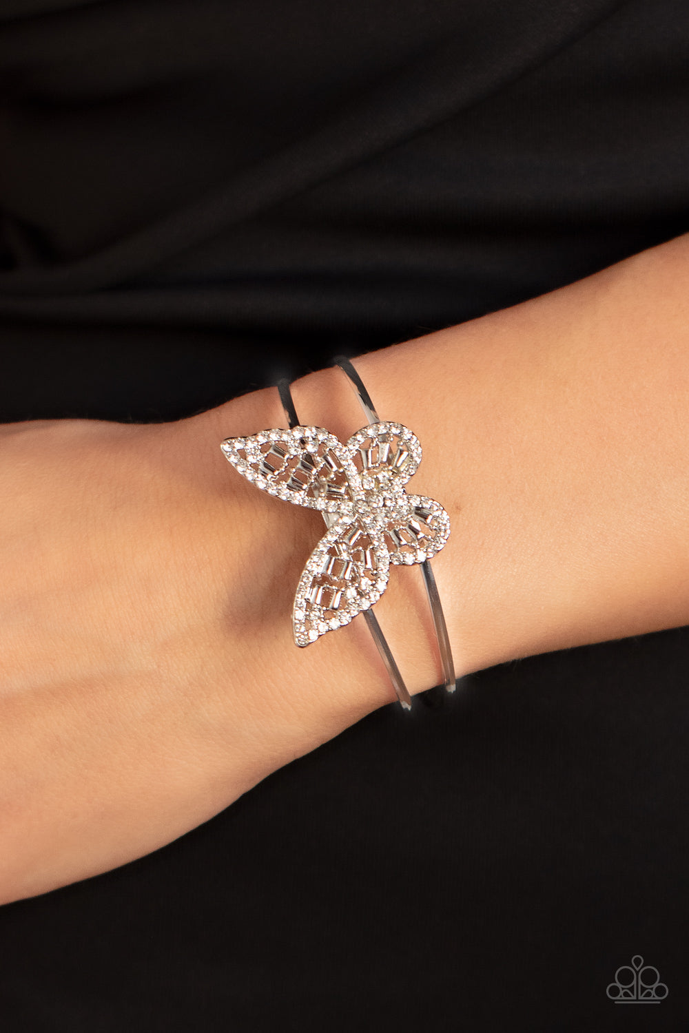 Butterfly Bella White Bracelet (Cuff)