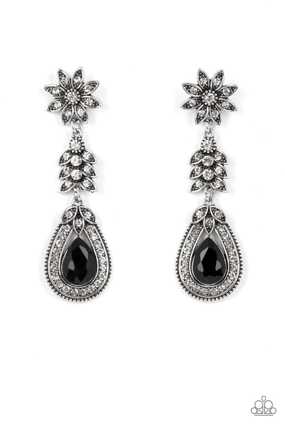 Floral Fantasy Black Earrings (Post Back)