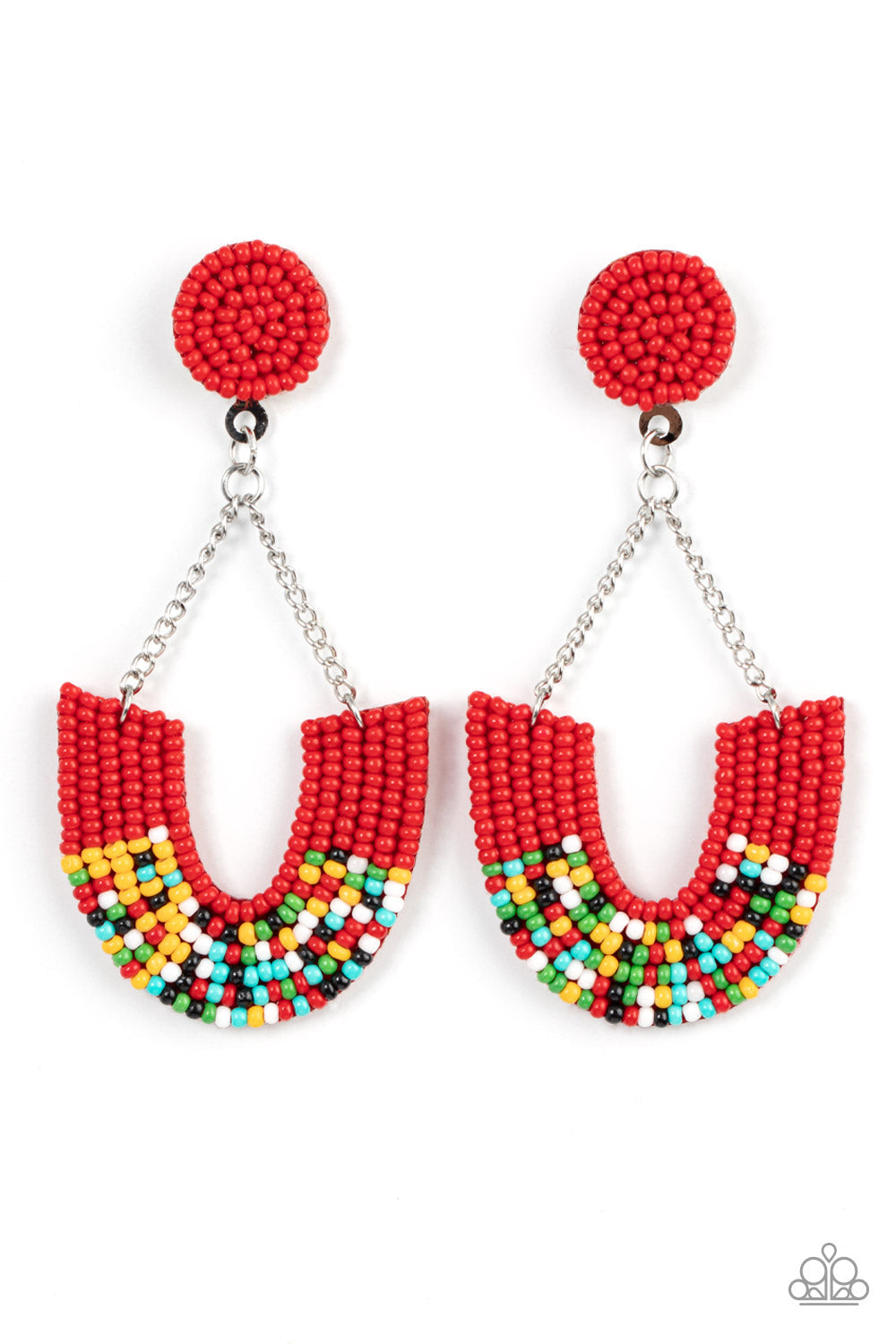 Make it RAINBOW Red Earrings (Post Back)