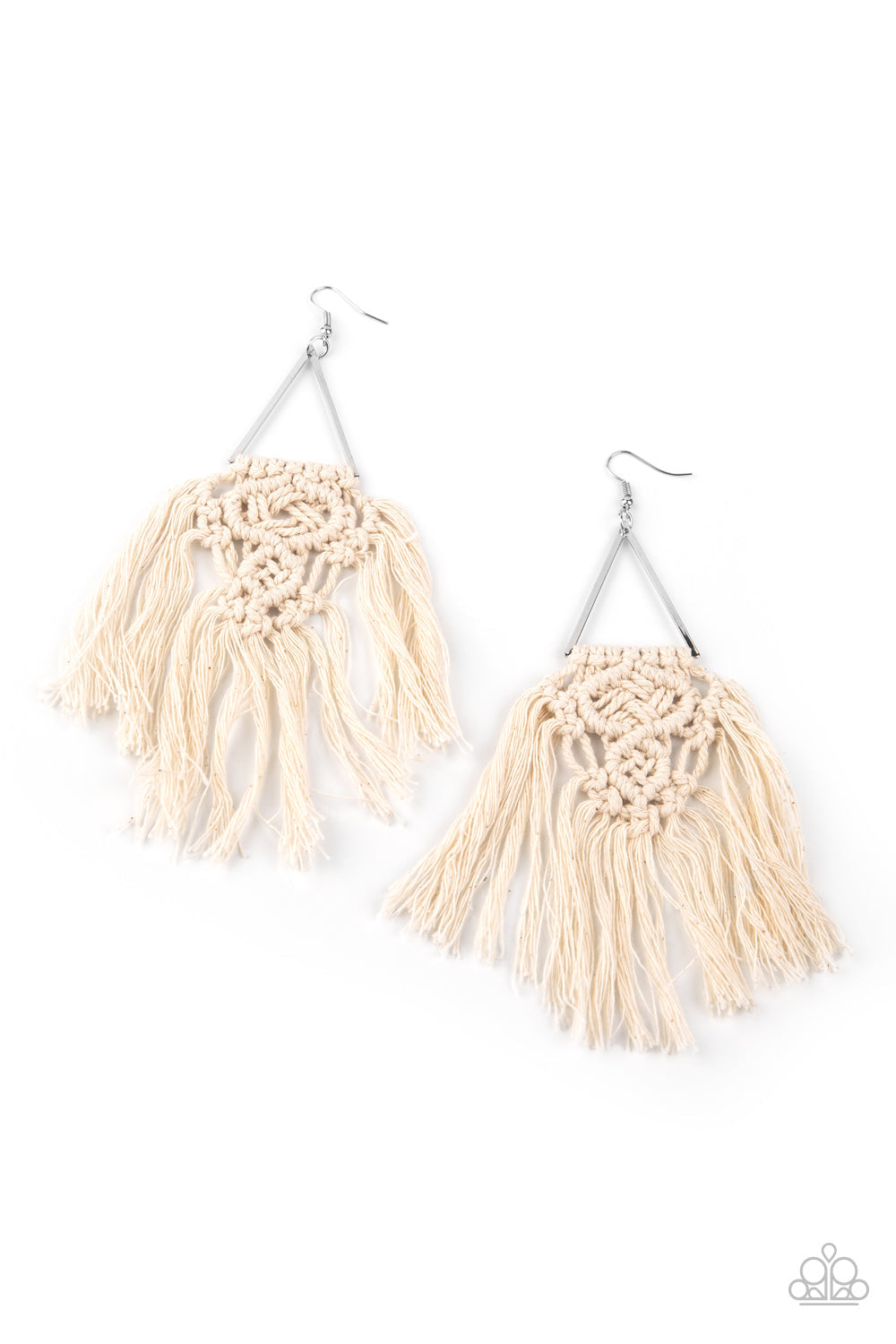 Modern Day Macrame White Earrings